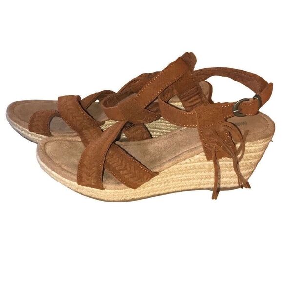 Minnetonka Women’s Haley Espadrille Wedge Strap Sandals Natural Brown Size 11M - Picture 3 of 8